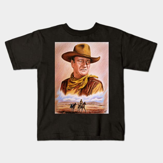 John_Wayne Kids T-Shirt by Anung